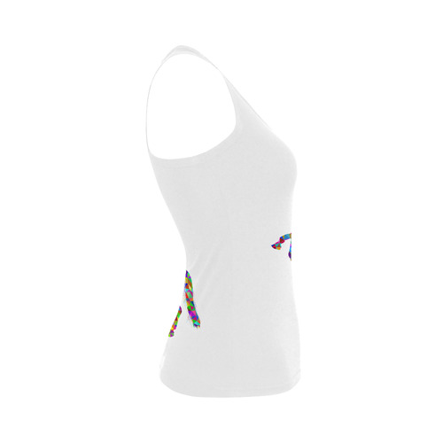 Abstract Triangle Unicorn White Women's Shoulder-Free Tank Top (Model T35)