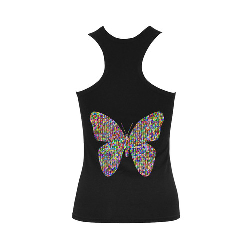 Abstract Triangle Butterfly Black Women's Shoulder-Free Tank Top (Model T35)