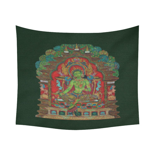 Green Tara from Tibetan Buddhism Cotton Linen Wall Tapestry 60"x 51"