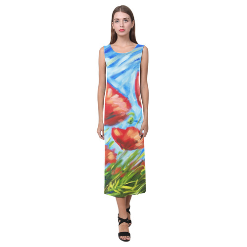 Summer Poppies Dress Phaedra Sleeveless Open Fork Long Dress (Model D08)