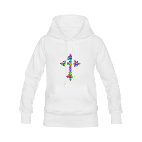 Abstract Triangle Cross White Women's Classic Hoodies (Model H07)