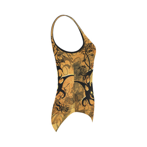 Awesome skull with tribal Vest One Piece Swimsuit (Model S04)