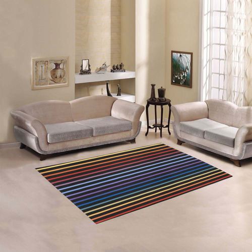 Narrow Flat Stripes Pattern Colored Area Rug 5'3''x4'