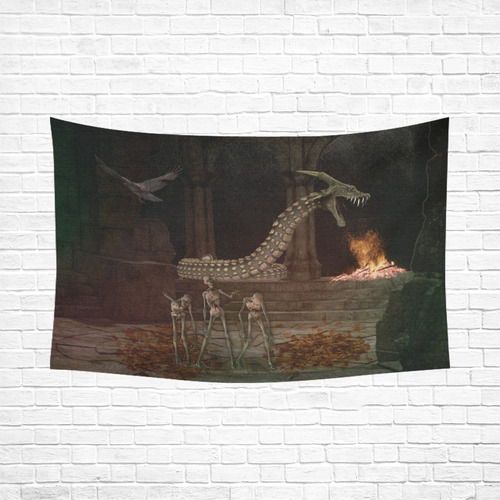 Dragon meet his Zombie Friends Cotton Linen Wall Tapestry 90"x 60"