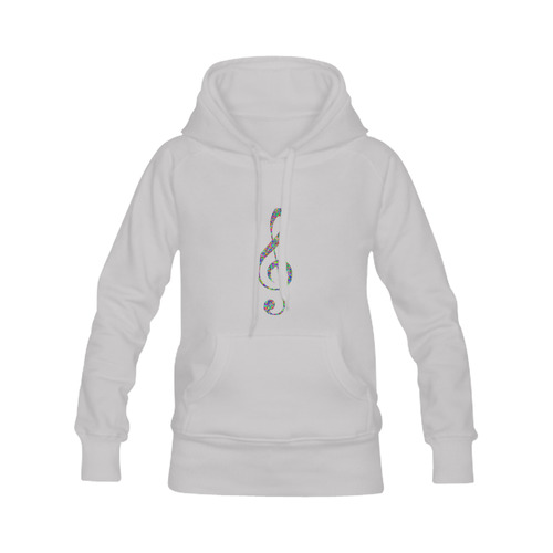 Abstract Triangle Music Note Grey Women's Classic Hoodies (Model H07)