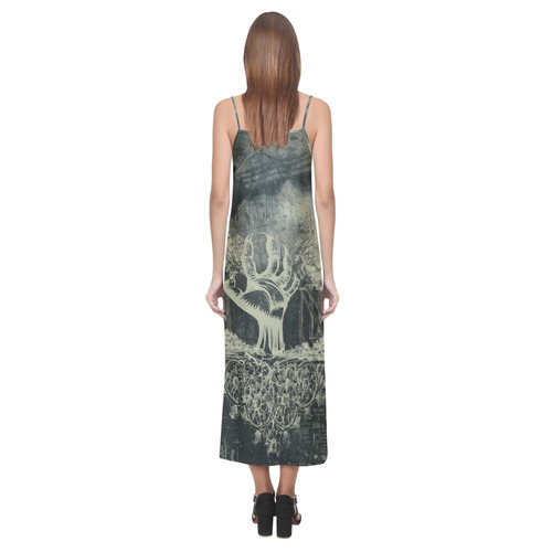 The dark side, skulls V-Neck Open Fork Long Dress(Model D18)