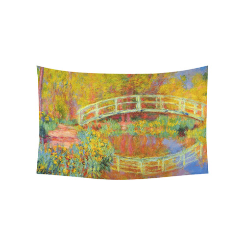 Monet Japanese Bridge Reflection Cotton Linen Wall Tapestry 60"x 40"