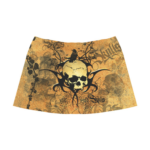 Awesome skull with tribal Mnemosyne Women's Crepe Skirt (Model D16)