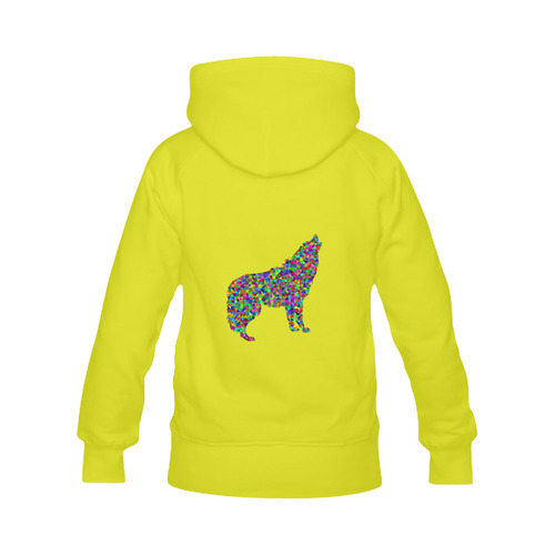 Abstract Triangle Wolf Yellow Men's Classic Hoodies (Model H10)