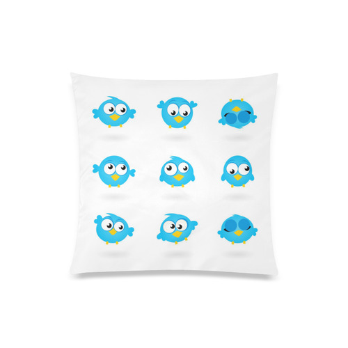 Cute BLUE Birds characters : Original designer PILLOW / With love this pillow most in our Studio Custom Zippered Pillow Case 20"x20"(One Side)