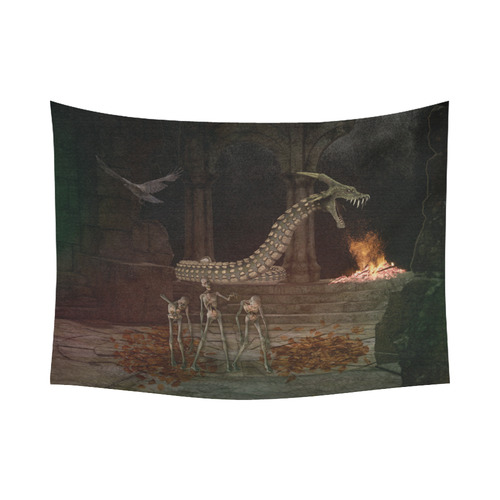 Dragon meet his Zombie Friends Cotton Linen Wall Tapestry 80"x 60"