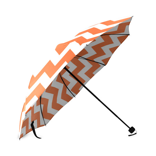 Artistic Zig-Zag autumn umbrella : orange and white Foldable Umbrella (Model U01)