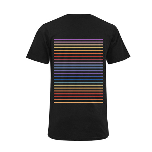 Narrow Flat Stripes Pattern Colored Men's V-Neck T-shirt  Big Size(USA Size) (Model T10)