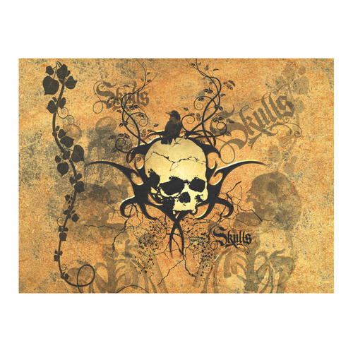 Awesome skull with tribal Cotton Linen Tablecloth 52"x 70"