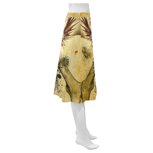 Amazing skull, wings and grunge Mnemosyne Women's Crepe Skirt (Model D16)