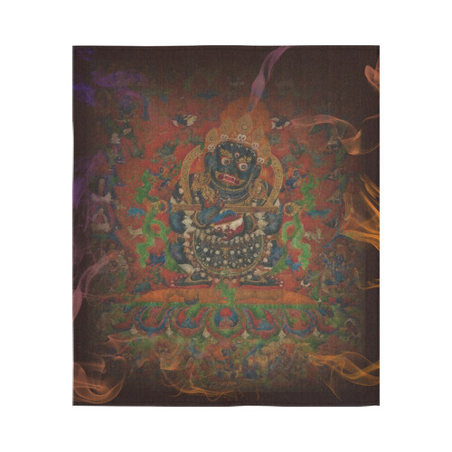 Tibetan Buddhism Mahakala Cotton Linen Wall Tapestry 51"x 60"