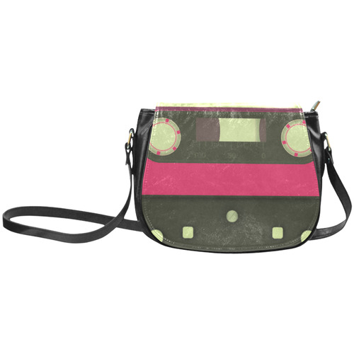 Pink Cassette Tape Classic Saddle Bag/Small (Model 1648)