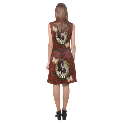 Wonderful horse on a clock Eos Women's Sleeveless Dress (Model D01)