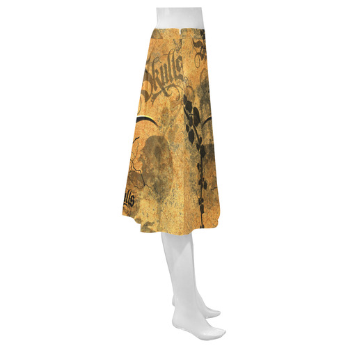 Awesome skull with tribal Mnemosyne Women's Crepe Skirt (Model D16)