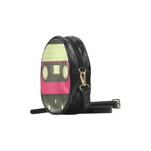 Pink Cassette Tape Round Sling Bag (Model 1647)