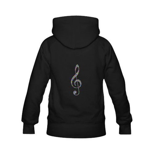 Abstract Triangle Music Note Black Women's Classic Hoodies (Model H07)