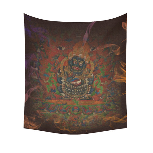 Tibetan Buddhism Mahakala Cotton Linen Wall Tapestry 51"x 60"