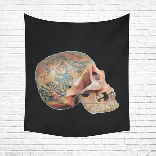 Colored Human Skull Cotton Linen Wall Tapestry 51"x 60"