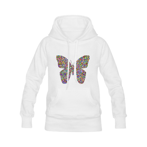 Abstract Triangle Butterfly White Women's Classic Hoodies (Model H07)