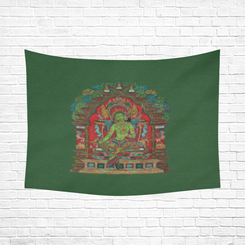 Green Tara from Tibetan Buddhism Cotton Linen Wall Tapestry 80"x 60"