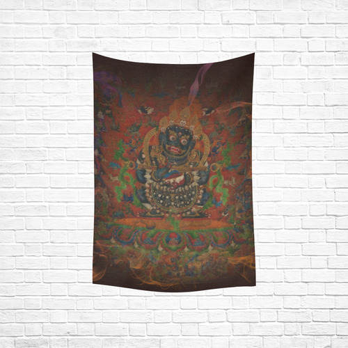 Tibetan Buddhism Mahakala Cotton Linen Wall Tapestry 40"x 60"