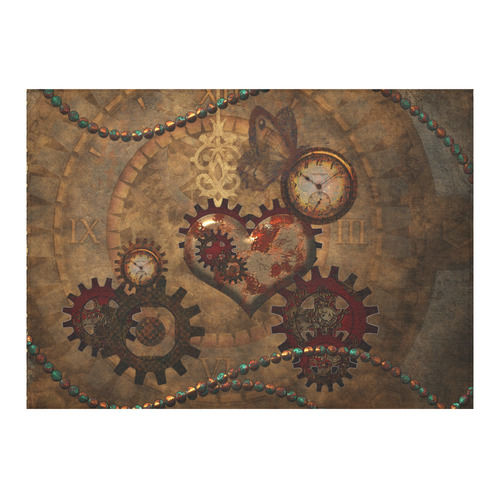 Steampunk, noble design clocks and gears Cotton Linen Tablecloth 60"x 84"