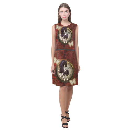 Wonderful horse on a clock Eos Women's Sleeveless Dress (Model D01)