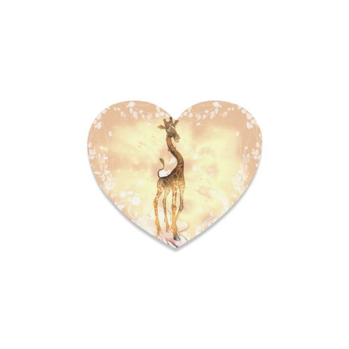 Sweet geiraffe with flowers Heart Coaster