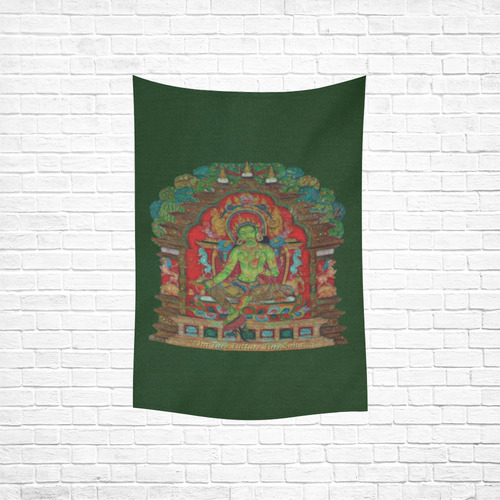 Green Tara from Tibetan Buddhism Cotton Linen Wall Tapestry 40"x 60"