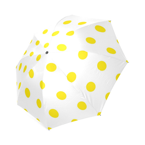 White and Yellow old fashionable Dots on Umbrella : Unique design inspired with 60s Foldable Umbrella (Model U01)