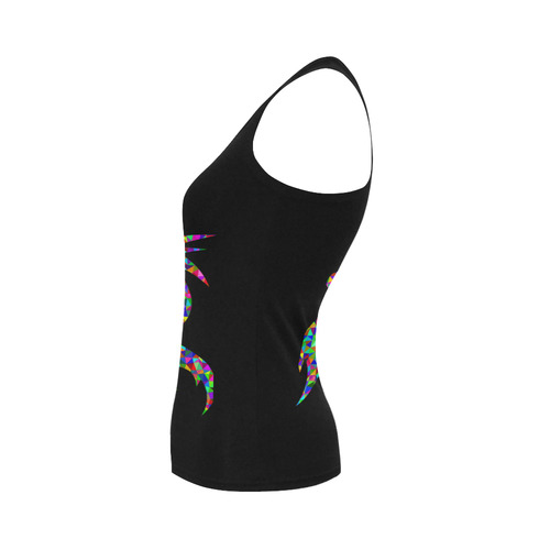 Abstract Triangle Dragon Black Women's Shoulder-Free Tank Top (Model T35)