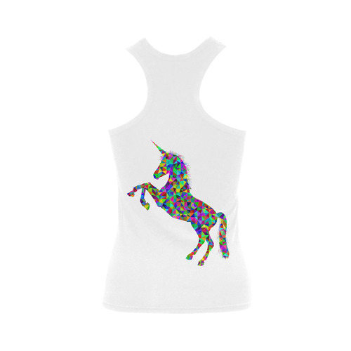 Abstract Triangle Unicorn White Women's Shoulder-Free Tank Top (Model T35)