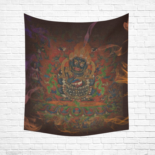 Tibetan Buddhism Mahakala Cotton Linen Wall Tapestry 51"x 60"