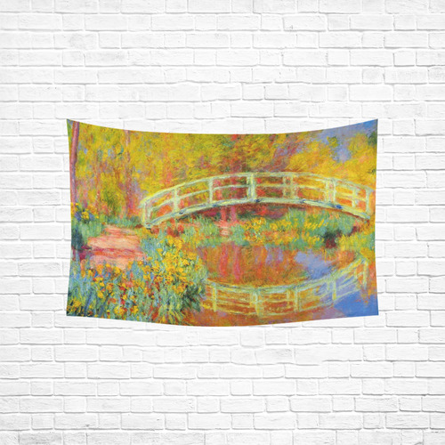 Monet Japanese Bridge Reflection Cotton Linen Wall Tapestry 60"x 40"