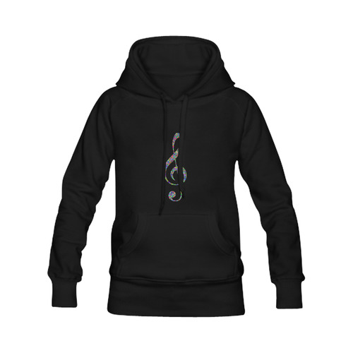 Abstract Triangle Music Note Black Women's Classic Hoodies (Model H07)