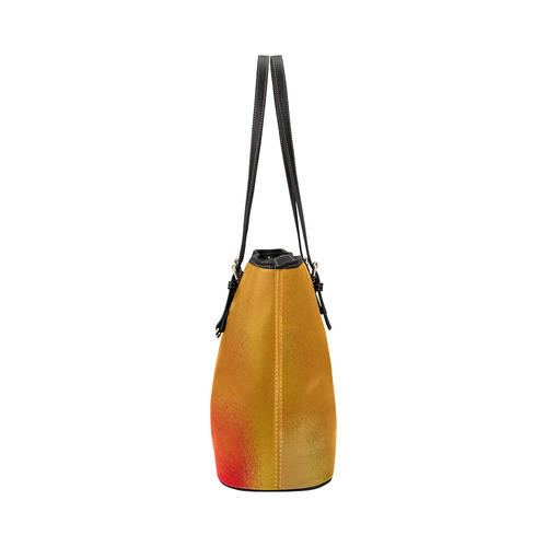 Orange cirkle leather tote bag Leather Tote Bag/Large (Model 1651)