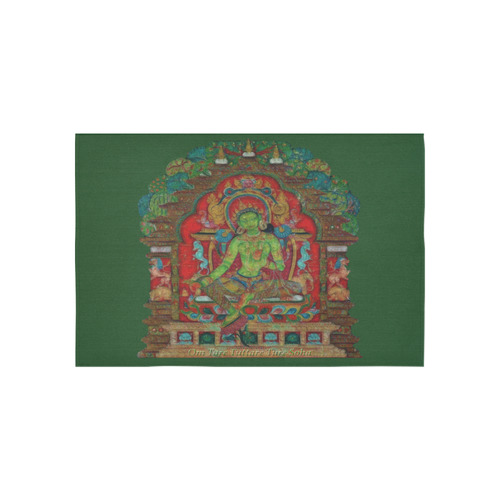 Green Tara from Tibetan Buddhism Cotton Linen Wall Tapestry 60"x 40"