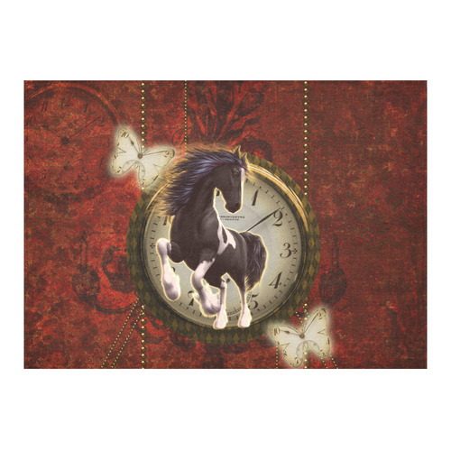 Wonderful horse on a clock Cotton Linen Tablecloth 60"x 84"
