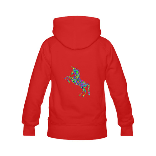 Abstract Triangle Unicorn Red Women's Classic Hoodies (Model H07)