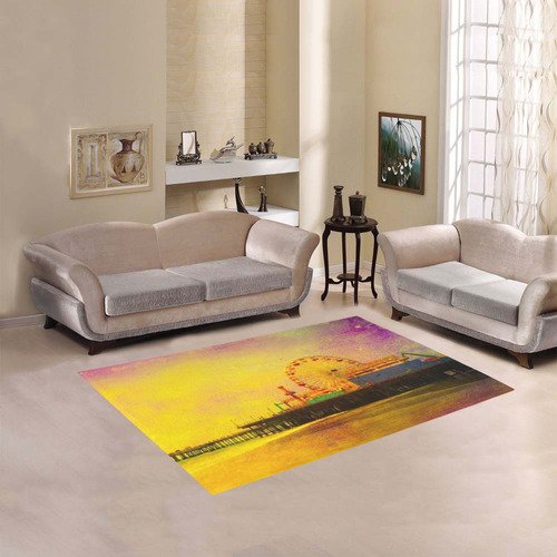 Yellow Purple Santa Monica Pier Area Rug 5'3''x4'