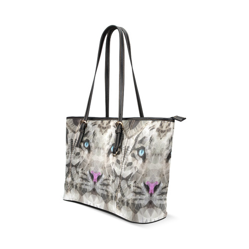 white tiger Leather Tote Bag/Large (Model 1640)
