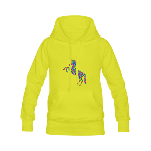 Abstract Triangle Unicorn Yellow Women's Classic Hoodies (Model H07)