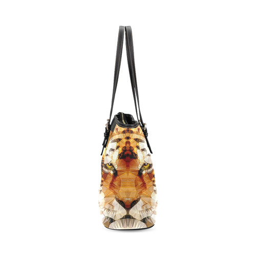 abstract tiger Leather Tote Bag/Small (Model 1640)