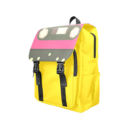 Pink Cassette Tape Casual Shoulders Backpack (Model 1623)