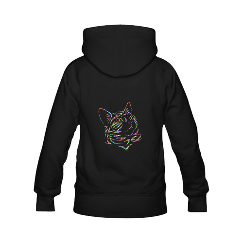 Abstract Triangle Cat Black Women's Classic Hoodies (Model H07)
